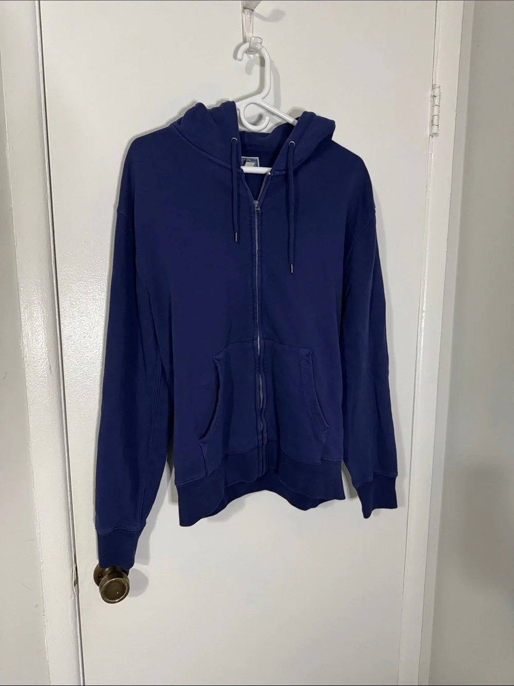 J. Crew Men’s Medium Vintage Fleece Navy Blue Zip-Up Hoodie
